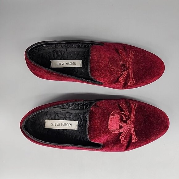 Steve Madden Men\'s Cranium Velvet Smoking Slippers Size 8.5 Pirates Skull Cross main image 5